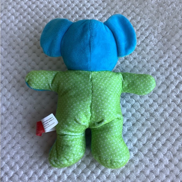Gitzy Plush Blue Elephant Green Polka Dots with Rattle Inside Stuffed Animal Toy - Picture 6 of 13